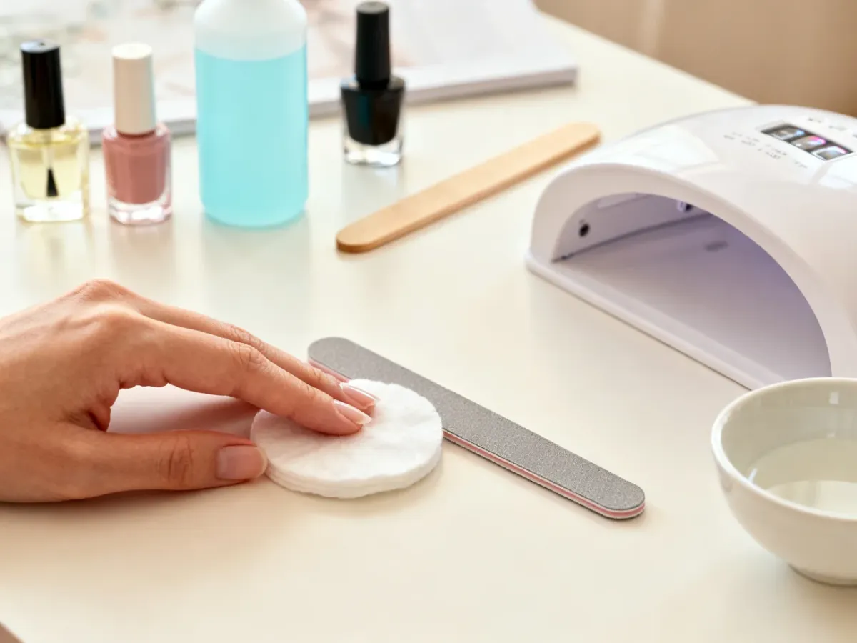 Zestaw akcesoriów przygotowanych do klasycznego manicure