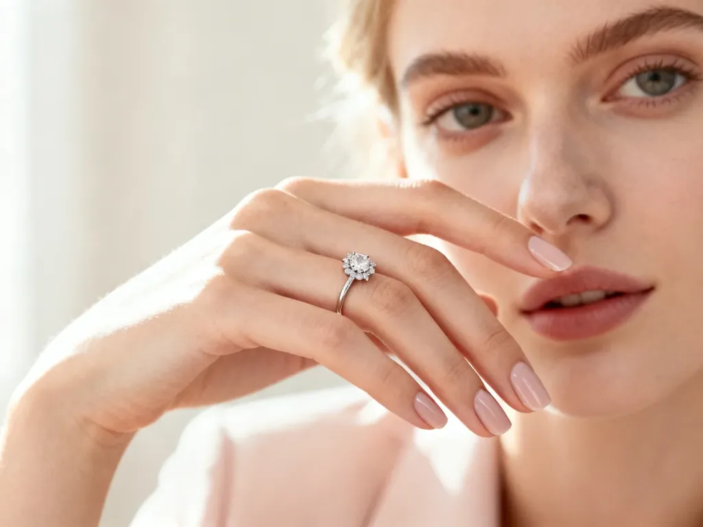 Zadbane dłonie z profesjonalnym manicure w zbliżeniu, wykonane w estetyce studyjnej przy miękkim świetle.