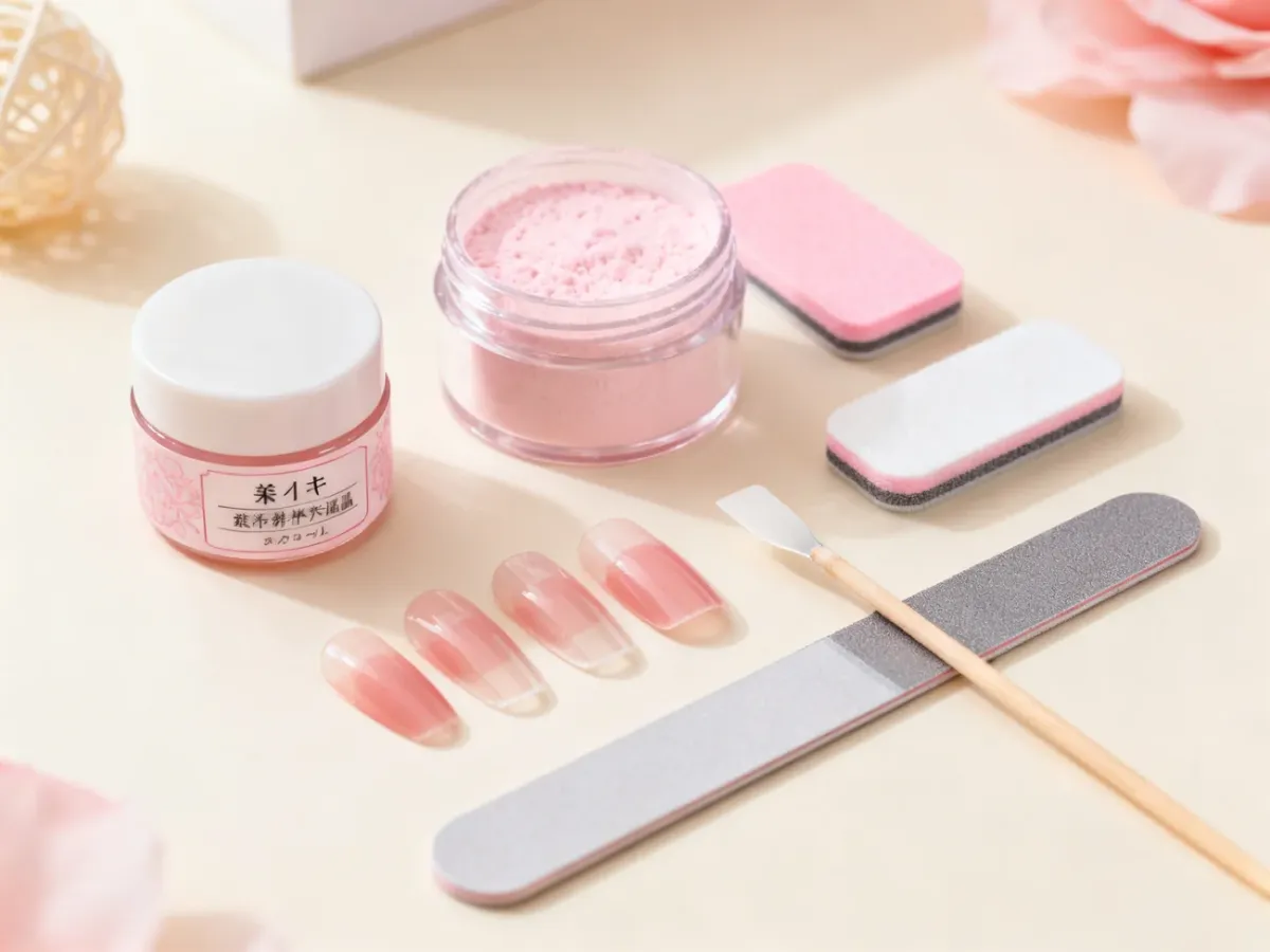 Zestaw do manicure japońskiego z pastą, pudrem i akcesoriami