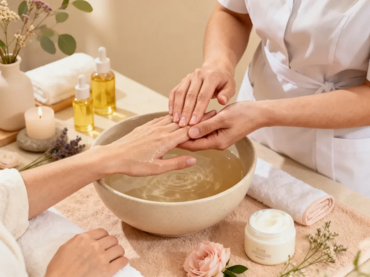 Relaksujący manicure SPA z masażem dłoni i kosmetykami pielęgnacyjnymi