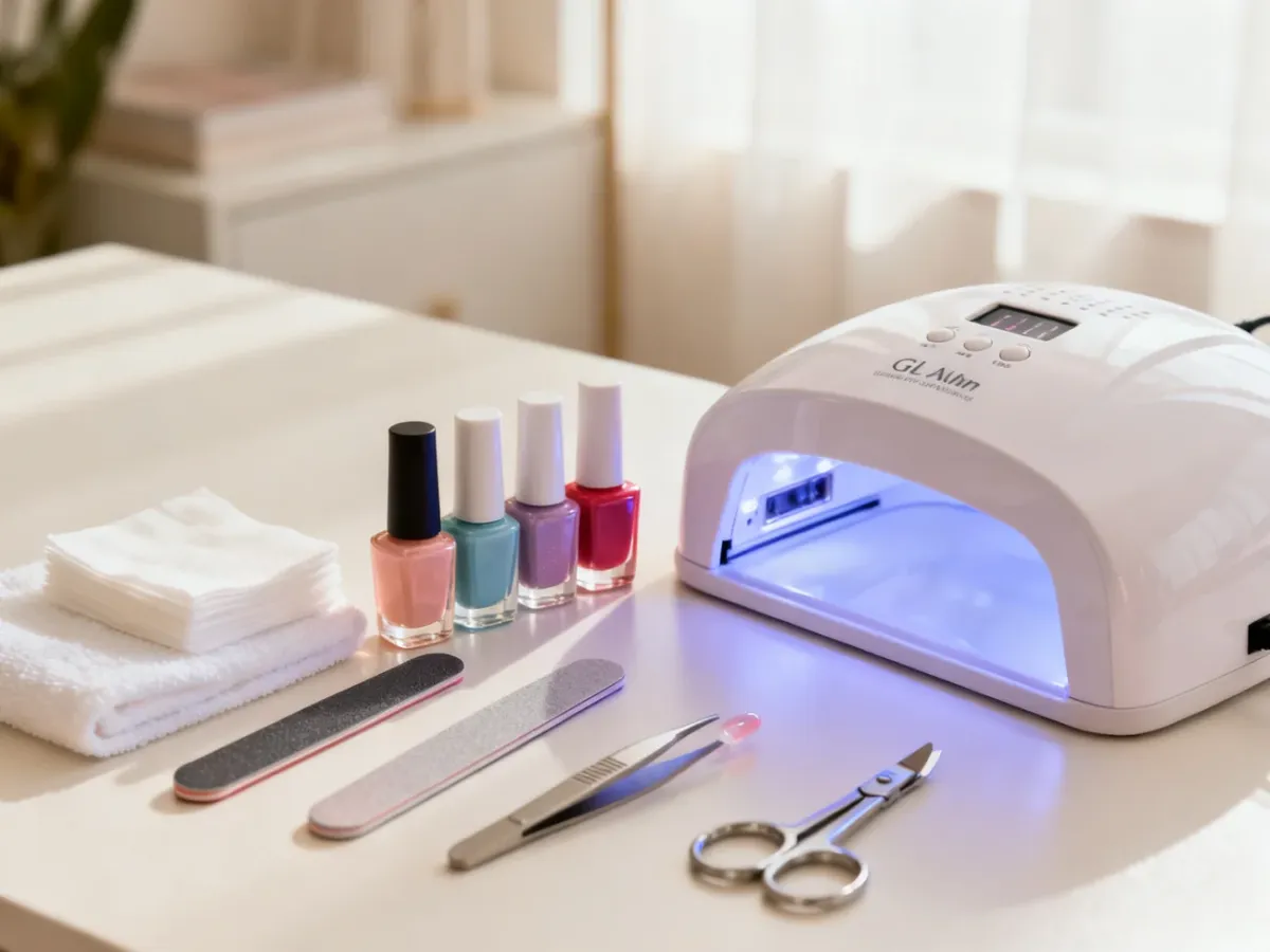 Zestaw do domowego manicure hybrydowego z lampą UV/LED i lakierami