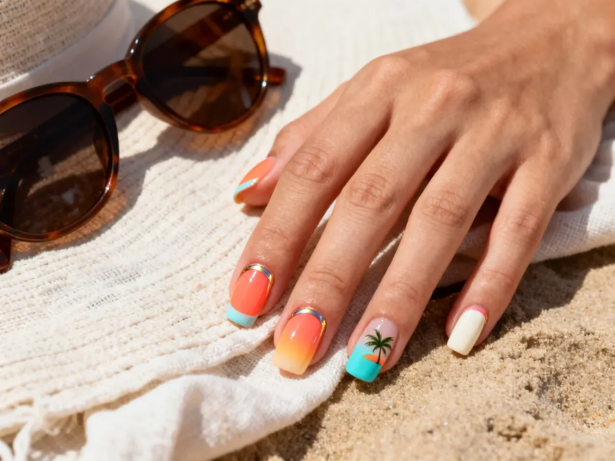 Letni manicure inspirowany plażą i wakacyjnymi trendami